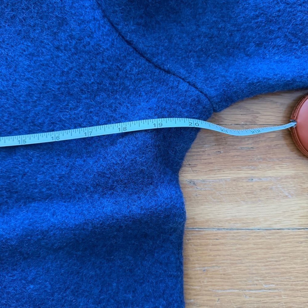 Handstrickerei Irmtraud Lanz Blue Wool Jacket Beige Trim Women’s L - Picture 9 of 16